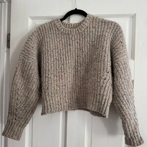 Isabel Marant Cream Cropped Crew Neck Sweater